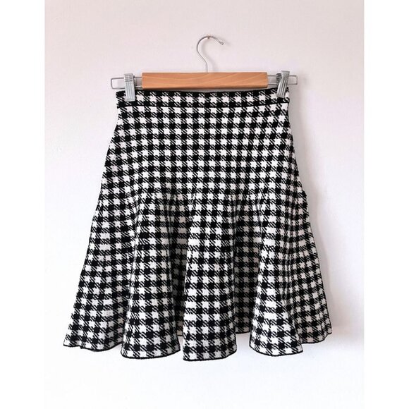 Sandro Gingham Jacquard-knit Mini Skirt Black White Size 36 - Picture 4 of 7
